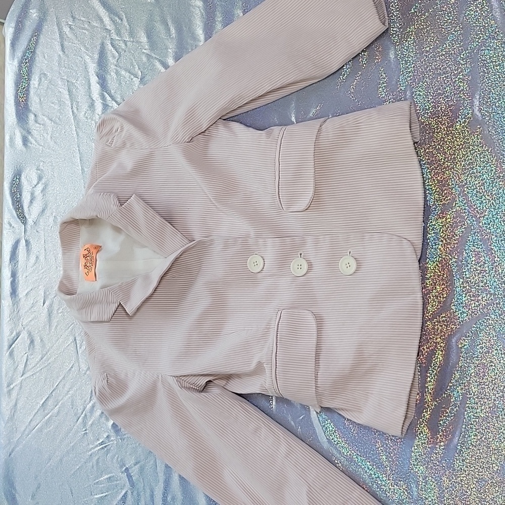 Y2k Juicy Couture Vintage Pink & White Striped Corduroy Button Up Blazer SZ:S - Picture 1 of 10